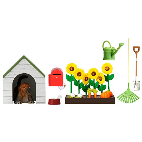 Lundby Gartenset Puppenhaus - 29-teilig - Puppenhauszubehör - Garten - Haustier, Gartenwerkzeug, Blumenbeet, Briefkasten - Zubehör - ab 4 Jahre - 11 cm Puppen - Minipuppen 1:18 von Lundby