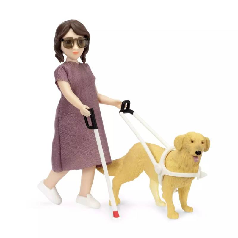 Lundby Puppe mit Blindenstock und Hund von Lundby