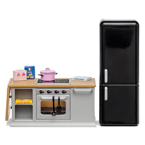 Lundby Puppenhaus Küche - Miniatur Küche mit Miniatur Kühlschrank und Puppenhaus Ofen - Puppenhaus Zubehör - Küche Puppenhaus Möbel Set - Puppenstubenmöbel Küche - 11cm Puppen 1:18 Lundby Puppenhaus Küche - Miniatur Küche mit Miniatur Kühlschrank und Puppenhaus Ofen - Puppenhaus Zubehör - Küche Puppenhaus Möbel Set - Puppenstubenmöbel Küche - 11cm Puppen 1:18 von Lundby