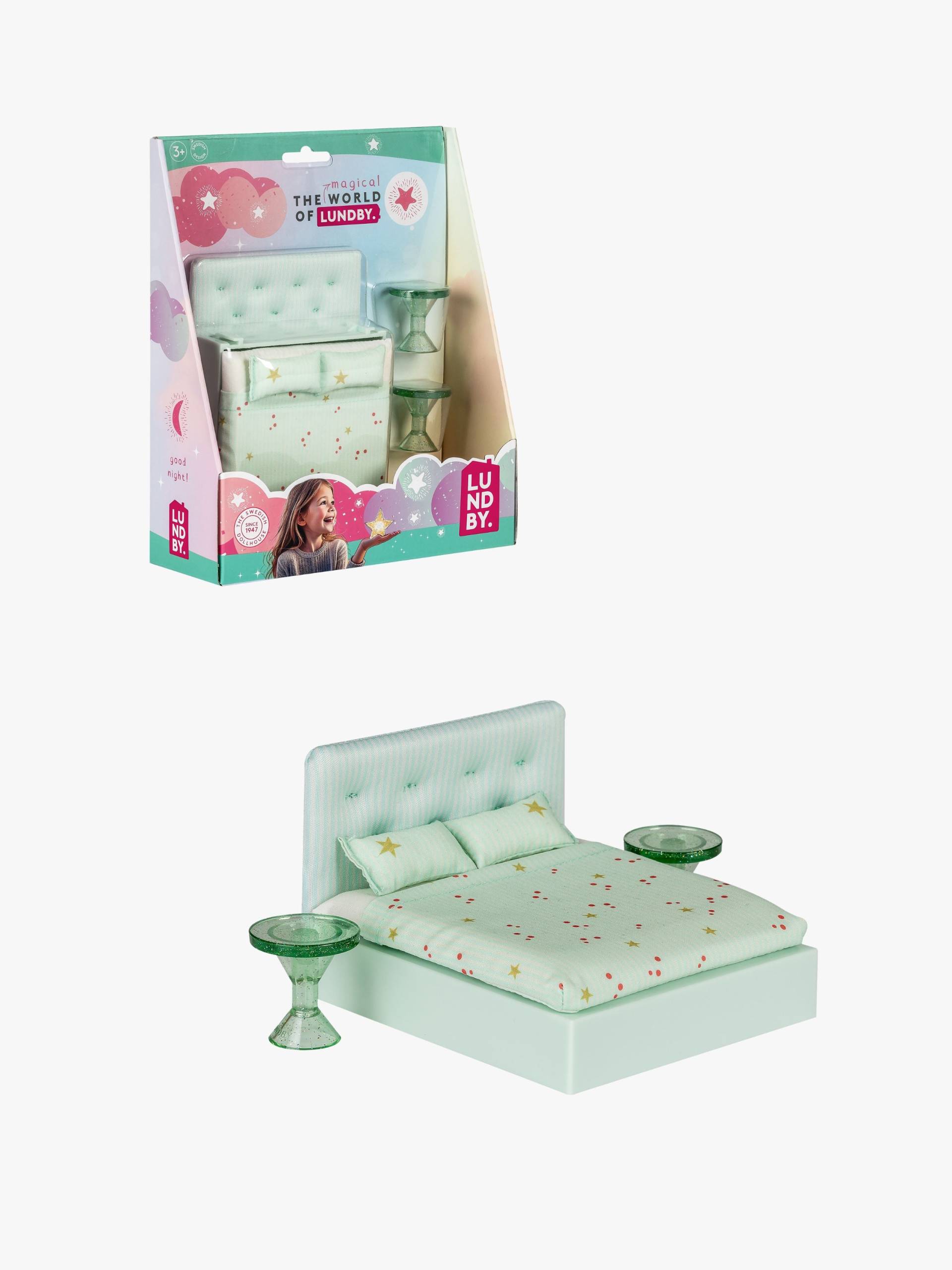 Lundby Puppenhauszubehör Bett mit Gepolstertem Kopfteil von Lundby