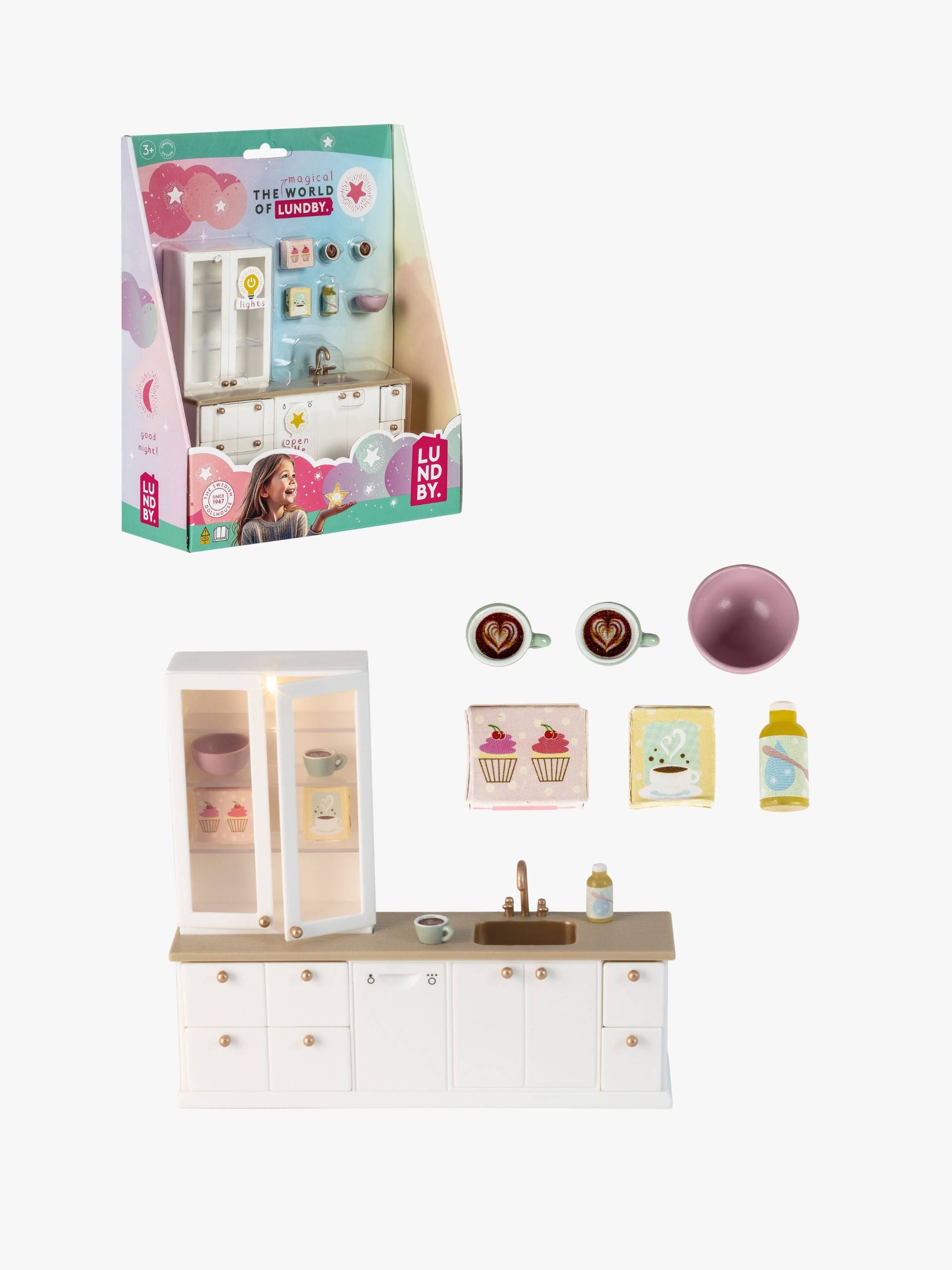 Lundby Puppenhauszubehör Küche Mit Vitrinenschrank Lundby Puppenhauszubehör Küche Mit Vitrinenschrank von Lundby
