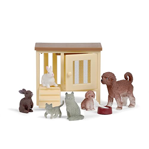 Lundby Haustiere für Puppenhaus - 9-teilig - Puppenhauszubehör - Hund - Katze - Kaninchen - Figure - Tier - Kätzchen - Welpen - Zubehör - ab 4 Jahre - Minipuppen 1:18 von Lundby