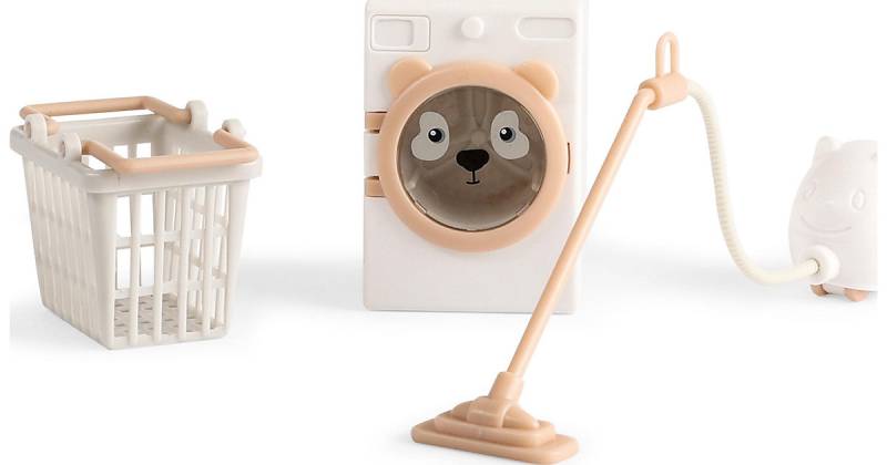 Puppenhaus-Reinigungsset: Staubsauger, Waschmaschine und Wäschekorb weiß von Lundby