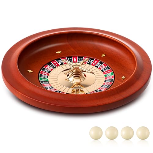 Lunmon Holz Roulette Rad, 11 Zoll Massivholz Casino Roulette Räder mit 4 Bällen für Erwachsene, Casino Grade Präzisionslager Glatte Drehung für Home Game Night Party von Lunmon