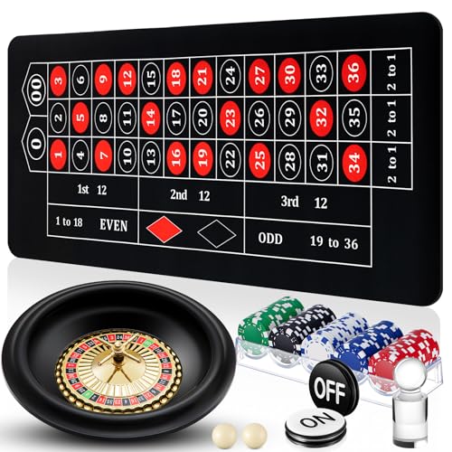 Lunmon Roulette-Rad-Spiel-Set beinhaltet 40,6 cm schwarzes Roulette-Rad, 88,9 x 40,6 cm, Roulette-Tisch-Layout-Matte, 100 Chips, Dealer-Taste, Gewinnmarker, Casino-Spiel-Sets Lunmon Roulette-Rad-Spiel-Set beinhaltet 40,6 cm schwarzes Roulette-Rad, 88,9 x 40,6 cm, Roulette-Tisch-Layout-Matte, 100 Chips, Dealer-Taste, Gewinnmarker, Casino-Spiel-Sets von Lunmon