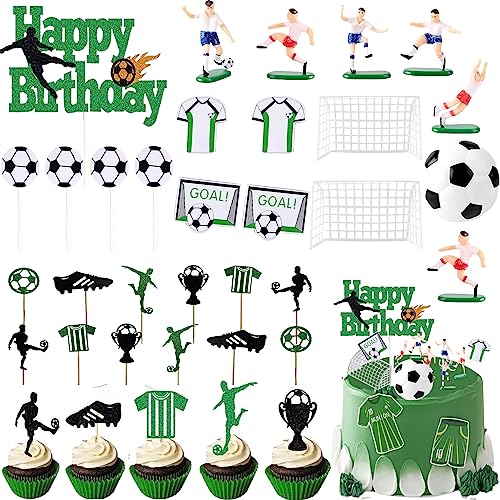 Lunriwis 26 Stück Tortendeko Fussball Cake Decoration Football,Fußball Tortendeko Set,Fussballtorte für Kinder,Tortenaufleger Fussball Deko Geburtstag Kinder von Lunriwis