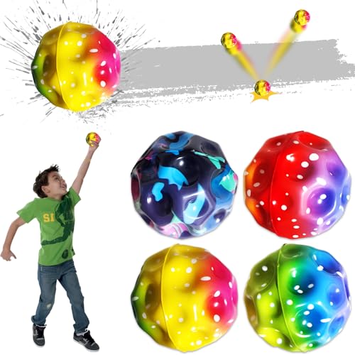 Lunriwis 4 Stück Astro Jump Ball, Gummi Bounce Ball, Moon Ball, 7cm Springender Gummiball, Geschenke für Jungen und Mädchen, Hohe Space Ball, Bouncy Balls für Kinder Party Geschenk von Lunriwis
