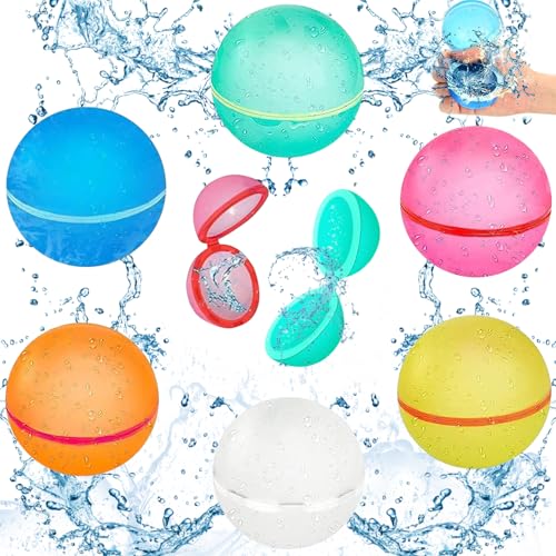 Lunriwis 6 Stück wiederverwendbare Wasserbomben Selbstschließend, Eine Sekunde Schnellfüller Wasserbomben Set, Wasserspielzeug Pool Spielzeug Strandspielzeug Bunt Gemischt Wasserball Lunriwis 6 Stück wiederverwendbare Wasserbomben Selbstschließend, Eine Sekunde Schnellfüller Wasserbomben Set, Wasserspielzeug Pool Spielzeug Strandspielzeug Bunt Gemischt Wasserball von Lunriwis