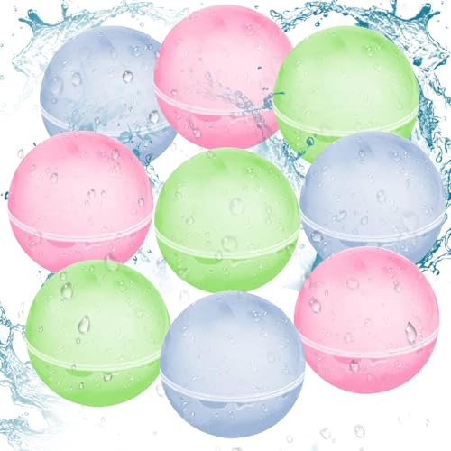 Lunriwis 9 Stück Wiederverwendbare Wasserballons, Reuseable Wasserballons Wasserspielzeug, Wasser Spielzeug, Wasserballons für Kinder und Erwachsene, Wasserbomben für Outdoor, Pool, Wasserpark von Lunriwis