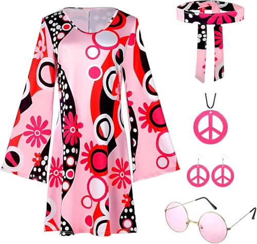 Lunriwis Hippie kostüm Damen, 60er 70er Damen Disco Kostüm, 5 Stück Damen Disco Kostüm, 70er Mode Damen Faschingskostüme Accessoires, Vintage Faschingskostüme Party Kostüm Lunriwis Hippie kostüm Damen, 60er 70er Damen Disco Kostüm, 5 Stück Damen Disco Kostüm, 70er Mode Damen Faschingskostüme Accessoires, Vintage Faschingskostüme Party Kostüm von Lunriwis