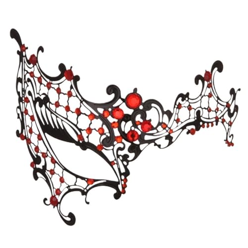 LuoAXINN Maskerade Ein-Augen-Maske for Frauen, glänzende Strass-Maske, for Party, Abschlussball, Ball, Party-Maske für Partys und Kostümpartys(Red) von LuoAXINN
