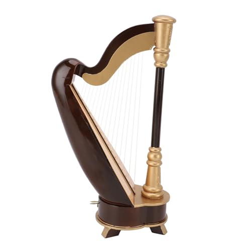 25 cm Mini Harp -Modell, Musik Miniatur Musikinstrument Replikmissbrauch für Schreibtischbuchhandeldekoration, Holzminiatur Harfe mit Gehäuse -Sammlerfiguren Puppenhauszubehör von Luocute