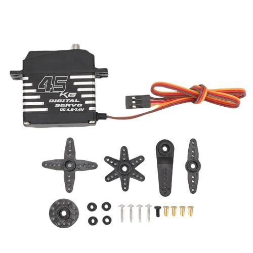 Luocute Digitales Servo High Torsion DC4.8-7,4 V 180 Grad Rotatable für RC-Auto-LKW-Crawler-Boot Roboter Aluminiumlegierung Rahmenabdeckung (45 kg) von Luocute
