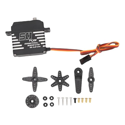 Luocute Digitales Servo High Torsion DC4.8-7,4 V 180 Grad Rotatable für RC-Auto-LKW-Crawler-Boot Roboter Aluminiumlegierung Rahmenabdeckung (50 kg) von Luocute