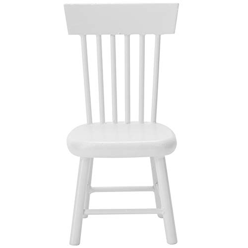 Luocute Puppenhaus Dekoration Zubehör, Miniaturmöbelmodell Holzspeisesatzuhl für 1:12 Puppenhauszubehör (White) von Luocute