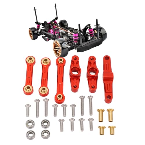 Luocute RC -Autolenkungsstange aus Hochfestigkeitslegiermaterial, Verbesserte Leistungslenkungsbaugruppe mit Einfacher Installation, Geeignet für TT02 RC -Auto (Rot) von Luocute