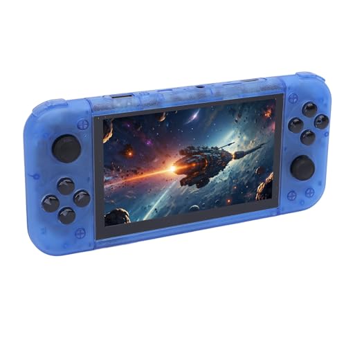 Luocute Retro Gaming -Konsole, 5 -Zoll -IPS -Bildschirm 2GB DDR4 RAM USB C Handheld Game Console 64 GB Kompatibel mit Linux (Transparentes Blau) von Luocute
