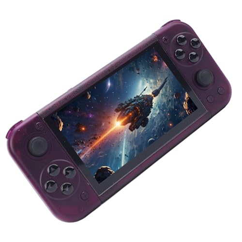 Luocute Retro Gaming -Konsole, 5 -Zoll -IPS -Bildschirm 2GB DDR4 RAM USB C Handheld Game Console 64 GB Kompatibel mit Linux (Transparentes Lila) von Luocute