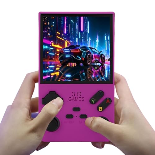 Luocute Tragbare Retro-Gaming-Konsole, 256 GB Speicher, 720x720 Auflösung, 4000-mAh-, mit 45 Emulatoren für Reibungslose Leistung, 4,0-in-HD-Bildschirm, 4 RK3326-Prozessor für -System (Purple) von Luocute