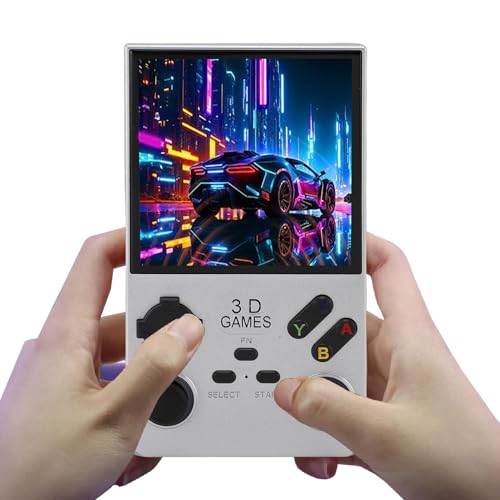 Luocute Tragbare Retro-Gaming-Konsole, 256 GB Speicher, 720x720 Auflösung, 4000-mAh-, mit 45 Emulatoren für Reibungslose Leistung, 4,0-in-HD-Bildschirm, 4 RK3326-Prozessor für -System (Silver) von Luocute