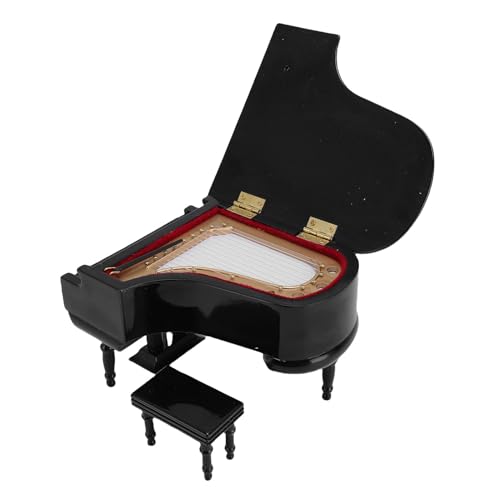 Luocute Miniatur Klavier, 5,51 X 4,33 X 5,12in Mini Holz Grand Piano Musikinstrument Model Ornament Dolls Haus Wohnzimmermöbel Accessoires mit Stuhl und Musik Musikalischen Instrumenten von Luocute
