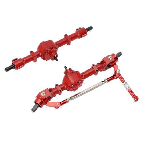 RC Achse für D90 D91, Metall Getriebe Vorne und Hinterachse Ersatz für MN90 MN96 MN99 FJ45 1/12 RC Auto, Hergestellt mit Stahl Getriebe, Bequeme Installation, Breite (Rot) von Luocute
