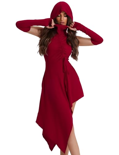Luojida Gothic Kleid Damen Cosplay Kostüme Karneval Halloween Erwachsene Mittelalterliches Kleid für Damen mit Kapuze und Taschen Renaissance Kleidung mit unregelmäßigem Saum Rot L Luojida Gothic Kleid Damen Cosplay Kostüme Karneval Halloween Erwachsene Mittelalterliches Kleid für Damen mit Kapuze und Taschen Renaissance Kleidung mit unregelmäßigem Saum Rot L von Luojida