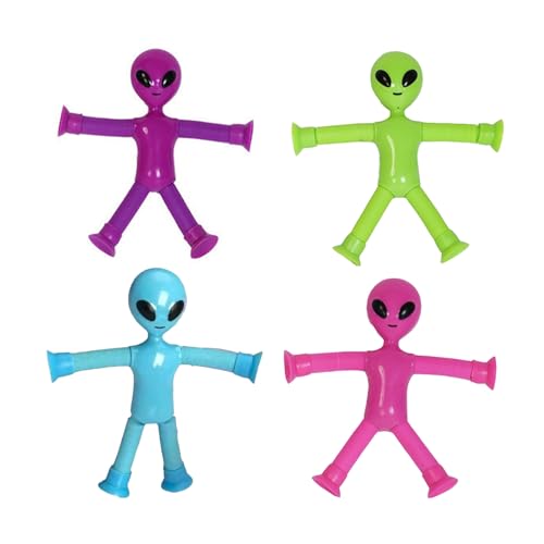 Luojuny Aliens Tube mit Saugnapf, Teleskop-Spielzeug, Cartoon-Stressabbau, biegbare Transformation, dehnbares sensorisches Zappeln für Kinder und Erwachsene, perfekt Zufällige Farbe von Luojuny