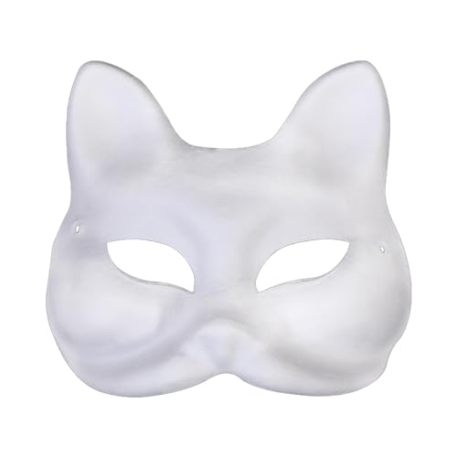 Luojuny Bemalbare Party-Maske, DIY-Maskerade-Kostüm-Zubehör, Papierzellstoff-Malerei, Tierform für Karnevalspartys J von Luojuny
