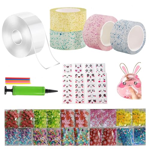 Luojuny Kinder-Blasen-Set, Geschenk, Kinder, pädagogisches Spielzeug, Nanometer-Band-Blasen-Set, Kinder, Glitzer-Ton, handgefertigt, DIY, Quetschen, Blasen, Dekompressionsspielzeug A von Luojuny