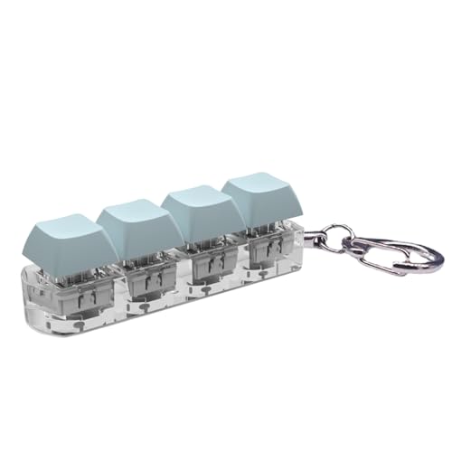 Luojuny Kompaktes Fidget-Spielzeug mit Tastenkappe, beleuchtet, 4 Tasten mit Tonlicht, tragbar, Stressabbau, mechanische Tastatur, klickend, sensorischer Schlüsselanhänger-Anhänger für Kinder Blau von Luojuny