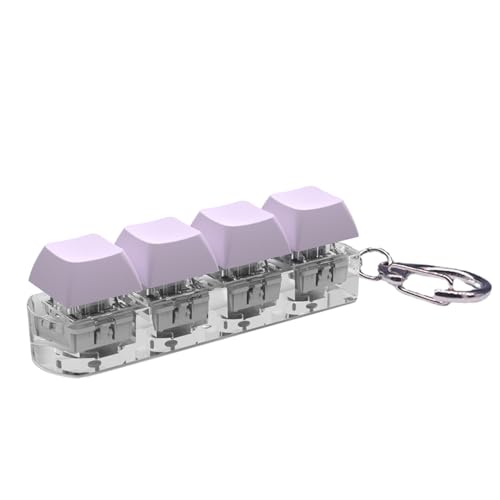 Luojuny Kompaktes Fidget-Spielzeug mit Tastenkappe, beleuchtet, 4 Tasten mit Tonlicht, tragbar, Stressabbau, mechanische Tastatur, klickend, sensorischer Schlüsselanhänger-Anhänger für Kinder VIO von Luojuny