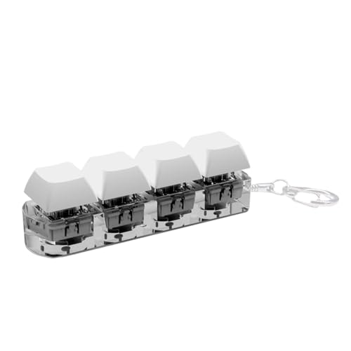 Luojuny Kompaktes Fidget-Spielzeug mit Tastenkappe, beleuchtet, 4 Tasten mit Tonlicht, tragbar, Stressabbau, mechanische Tastatur, klickend, sensorischer Schlüsselanhänger-Anhänger für Kinder Wei von Luojuny