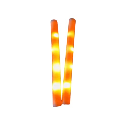 Luojuny Leuchtstab-Spielzeug, leuchtender Schwammstab, 2 Stück, Leuchtstab, hohe Helligkeit, für Kinder, bunt, leuchtender Schwammstab, LED-Leuchtspielzeug Orange von Luojuny