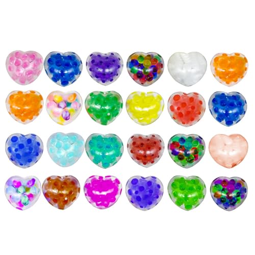 Luojuny Liebe Herz Zappeln Spielzeug Tragbare 24 stücke Squishes TPR Stress Relief Form Squeeze Ball Sensorischen Kinder Erwachsene Valentinstag 24pcs von Luojuny