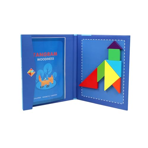 Luojuny Logik-Denkspiel Denkaufgabe für Kinder 1 Set Tangram-Spielzeug Buchdesign Geometrische Formen Magnetische Blöcke Puzzle Pädagogisch für Blau von Luojuny