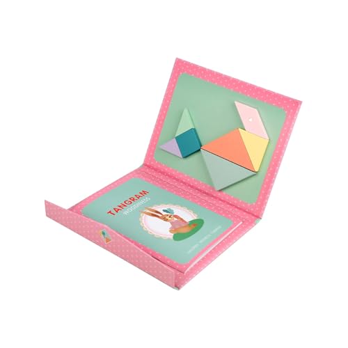 Luojuny Logik-Denkspiel Denkaufgabe für Kinder 1 Set Tangram-Spielzeug Buchdesign Geometrische Formen Magnetische Blöcke Puzzle Pädagogisch für Rosa von Luojuny
