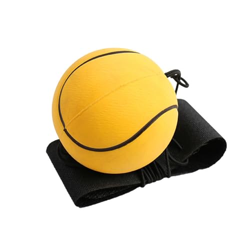 Luojuny Tragbares Armband-Bounce-Spielzeug, Gameplay-Ball, Kinderhand, langlebig, federnd, mit Handgelenkschlaufe für Outdoor-Übungen, kompakt, Rebound, für Kinder, robust, elastisch Gelb von Luojuny