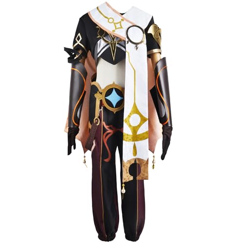 Luoweiming Genshin Impact Äther Traveler Cosplay Kostüm Karneval Uniform für Halloween Party (Schwarz, M) von Luoweiming
