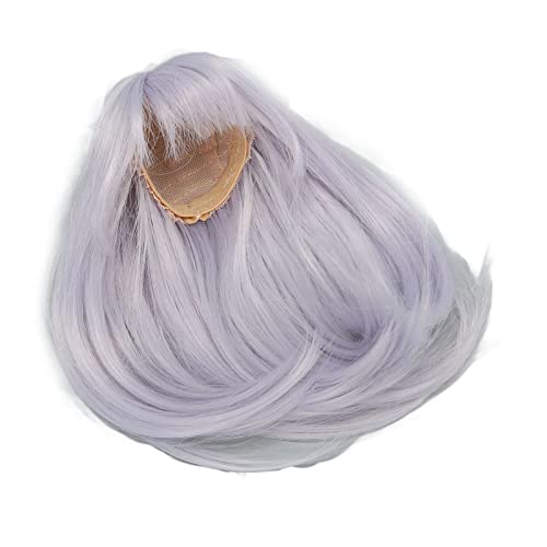 Luqeeg Kugelgelenkpuppenperücke, Dreiteilige Innere Netzpuppenhaarperücke, 1/6 Lange, Gerade Hohe Temperatursichere Seidenhaarersatz Perücken mit Pony für 15-517 cm Puppen (Dunstblau) von Luqeeg
