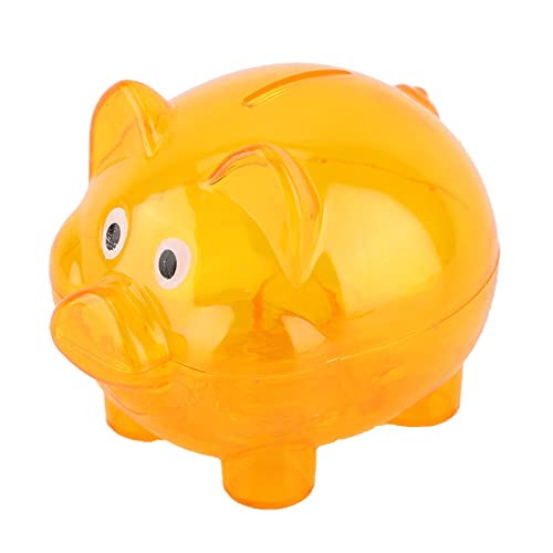 Luqeeg Piggy Bank, Transparenter Plastik, Niedliche Cartoon Schwein Bank, Geld Cash Saving Box, Schöne Möbelverzierungen für Geschenke, Spielzeuggeschenke (kleine Orange) von Luqeeg