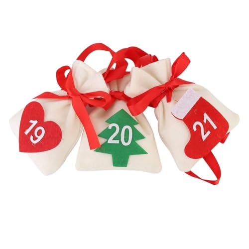 Luqeeg Weihnachts Countdown Adventskalender, Geschenkbeutel mit Süßer Tasche, Handgestricktes Fussel, Robuste Rote Bänder, Dreidimensionale Einkaufszentren, Hotels, Supermärkte (Numbers 1 to 30) von Luqeeg