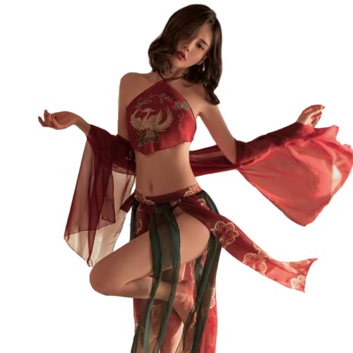 LureZone Damen Sexy Asiatisch Oriental Chinesische Dynastie Dessous Rollenspiel Anzug Cosplay Hanfu Cheongsam Kleid Anime Kostüme (7052red) von LureZone