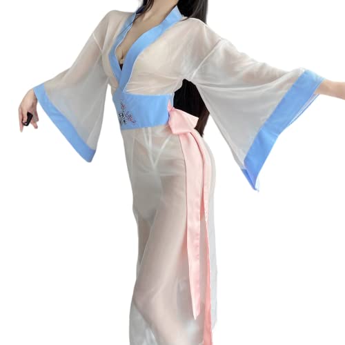 LureZone Damen Sexy Asiatisch Orientalisch Chinesische Dynastie Dessous Rollenspiel Anzug Cosplay Hanfu Cheongsam Kleid Anime Kostüme (2566blau) von LureZone