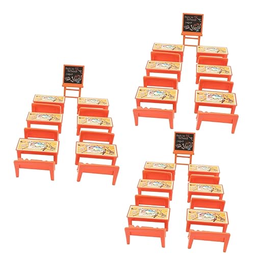 3 Sätze Möbelset Für Puppenhaus Teiliges Schulzimmer Modell Mit Kreidetafel Schreibtisch Und Stuhl Hochwertige Dekoration Für Mini Szenen Und Kinderzimmer 13 Stück * 3 von Lurrose