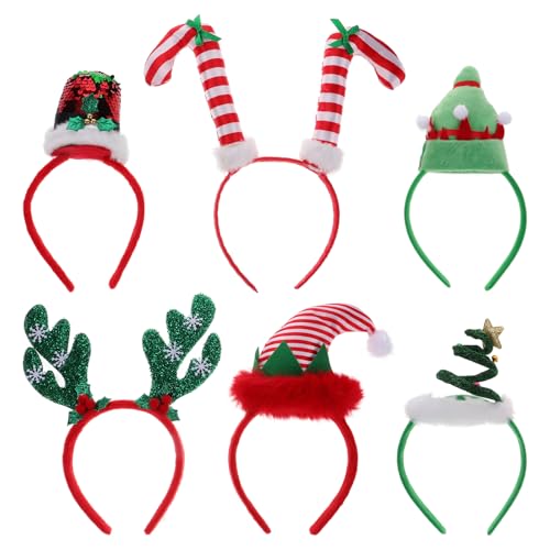 Lurrose 6 Stück Weihnachtsstirnbänder für Frauen Geweihe Elfenhüte Baumdeckel Zuckerstange Stirnband Kopfschmuck für Weihnachtsfeierkostüm Lurrose 6 Stück Weihnachtsstirnbänder für Frauen Geweihe Elfenhüte Baumdeckel Zuckerstange Stirnband Kopfschmuck für Weihnachtsfeierkostüm von Lurrose