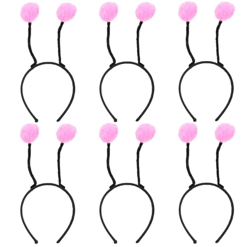 Bienen-Stirnband Bienen-Antennen-Haarbänder Bienen-Tentakel-Haarreifen-Antennen-Kopfschmuck für Halloween-Party-Zubehör 6 Stück Rosa von Lurrose
