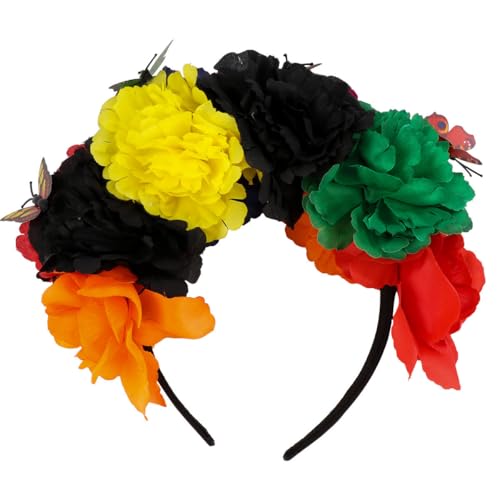 Halloween Party Stirnband mexikanische Rose Krone Halloween Party Kostüm Kopfschmuck Tag der Toten Stirnband dia de los muertos Blumenkrone (gemischte Farbe 1) von Lurrose