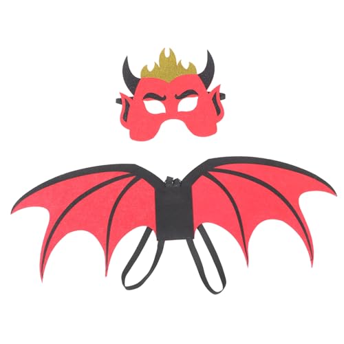 Lurrose 1 Satz Halloween-Teufelsflügel-Maskenset für Kinder Fledermausflügel Teufelsstütze Halloween Kostümset für Kinder Teufelskostüm für Kinder Kleider Kinderkleidung Hornmaske Cosplay von Lurrose