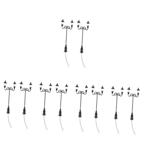 Lurrose 10 STK Mikro-landschaftshof Raumdekoration Für Schlafzimmer Zubehör Für Bahnsteige Dorf Straßenlaterne Modell Miniaturen Sandkasten Pfostenlampe Edelstahl Plus Abs von Lurrose